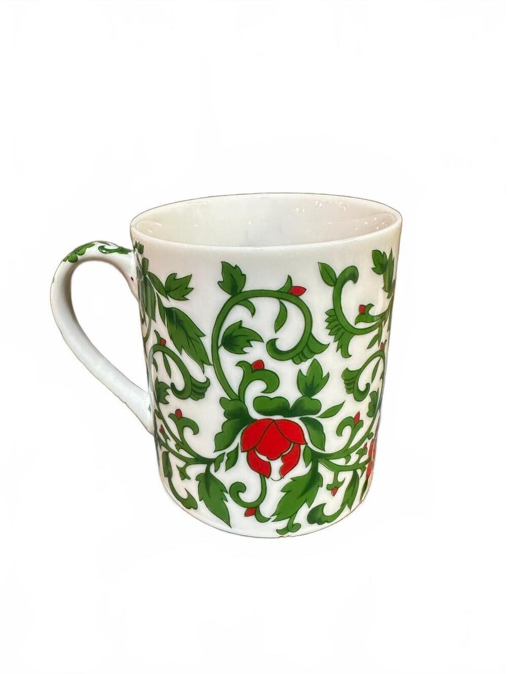 Vintage Williams Sonoma Green Vine Floral Mug Japan